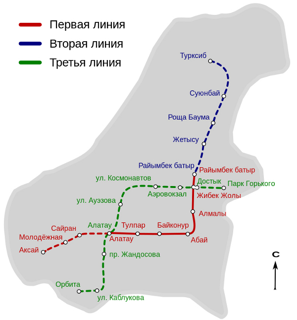 Mappa della metropolitana di Almaty Alta risoluzione