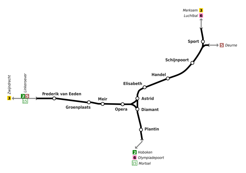 Mapa del metro de Amberes Gran resolucion