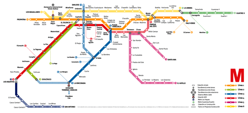 U-Bahn karte Caracas voller Auflösung