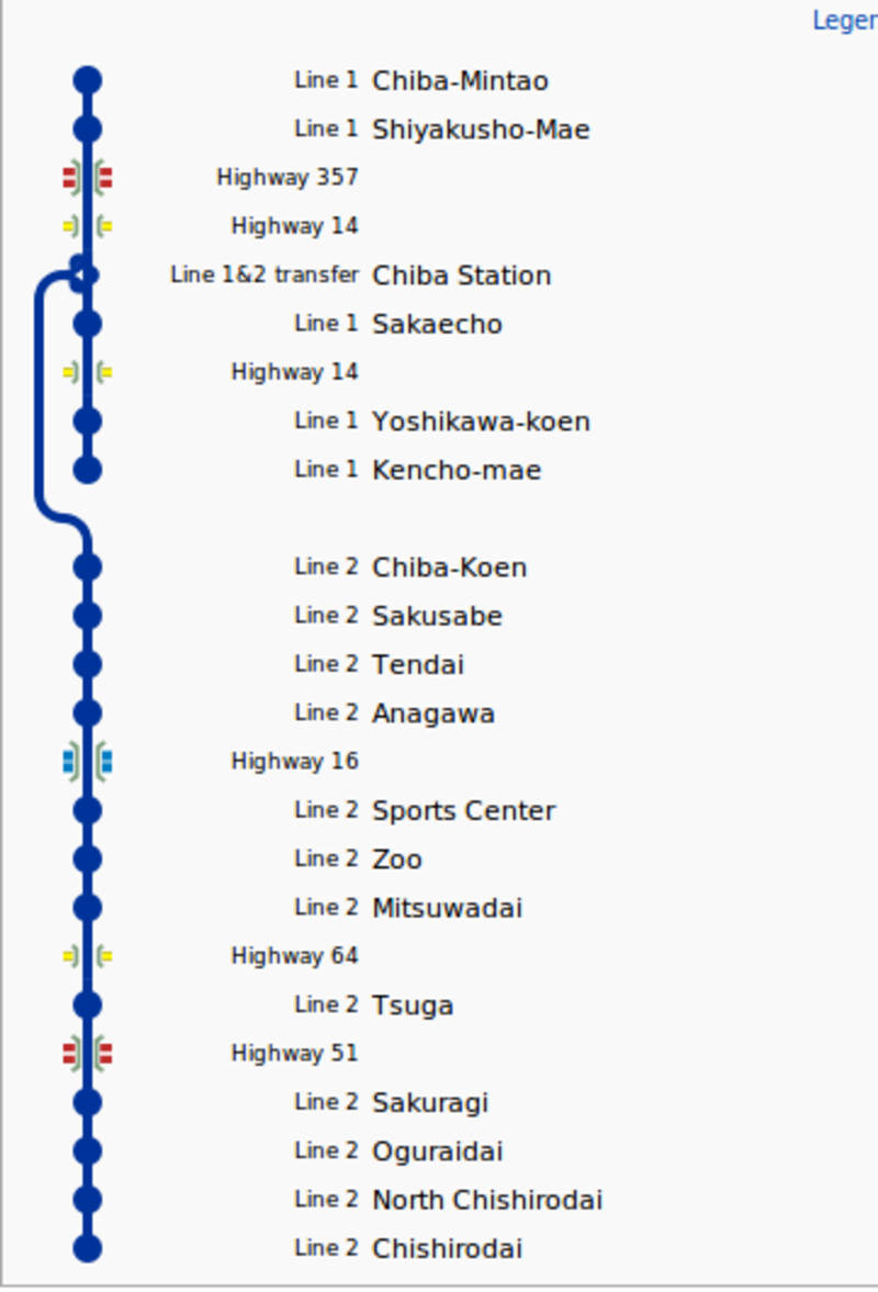 Plan du métro de Chiba grande résolution