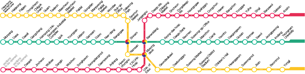 Mapa del metro de Daegu Gran resolucion