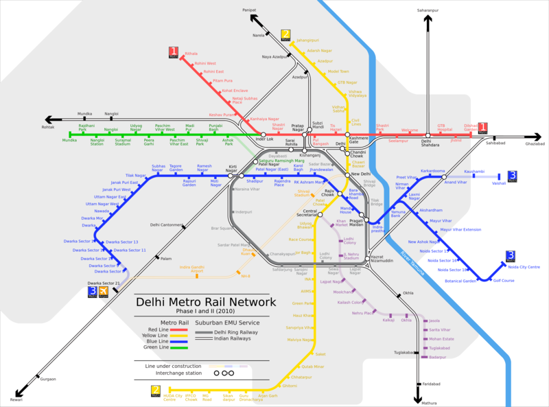 Mapa do metro de Delhi Alta resolução