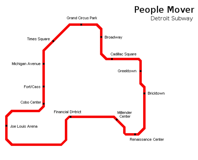 Plan du métro de Detroit grande résolution