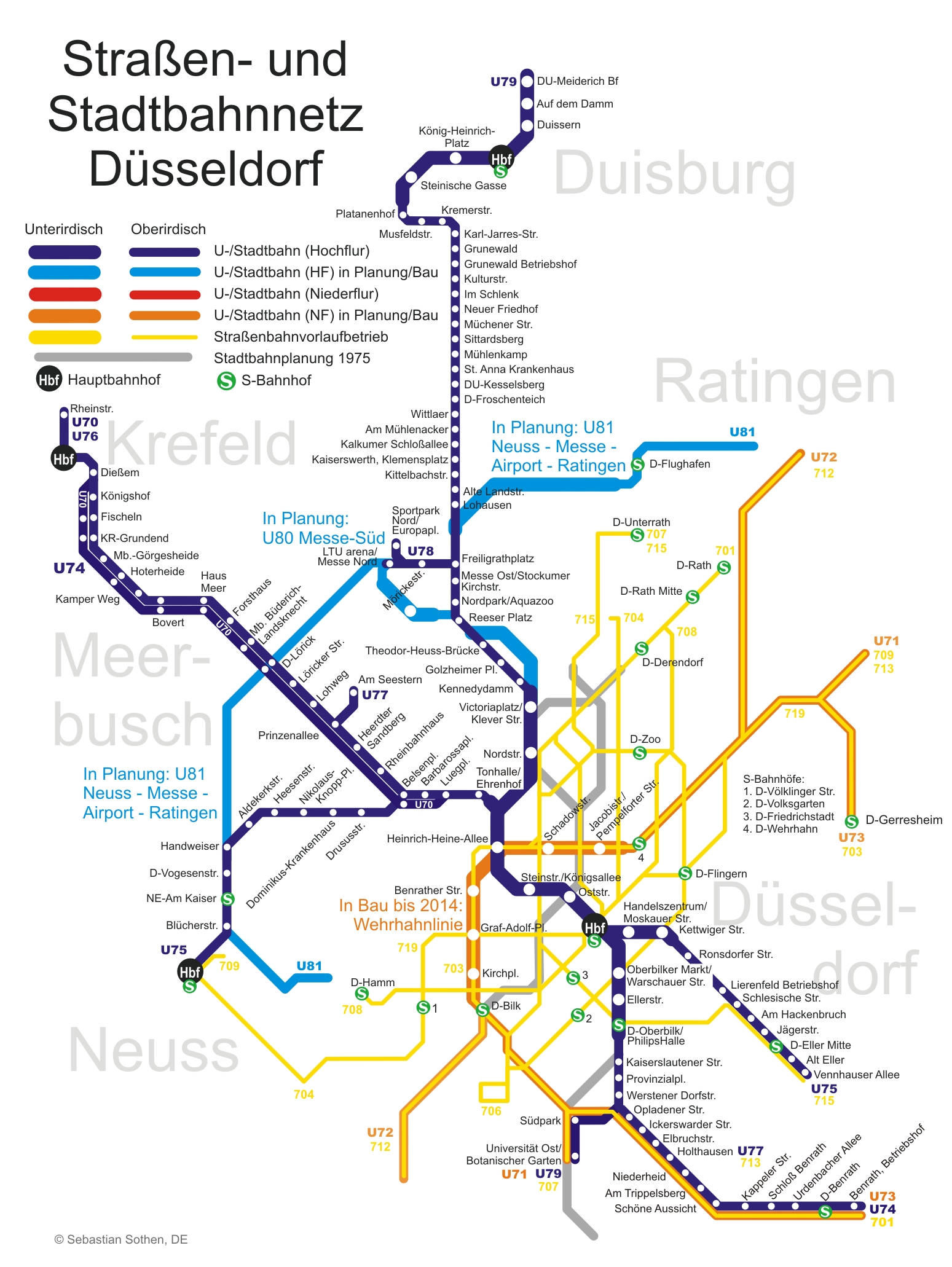 Stadtbahn Duisburg UBahnKarte , Deutschland