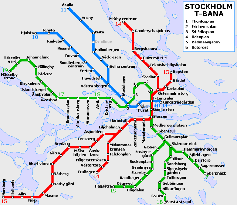 Mappa della metropolitana di Stoccolma Alta risoluzione