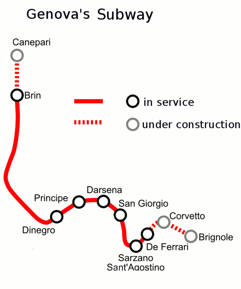 U-Bahn karte Genova voller Auflösung