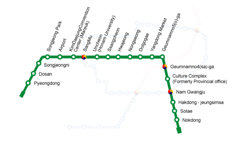 Mappa della metropolitana di Gwangju Alta risoluzione