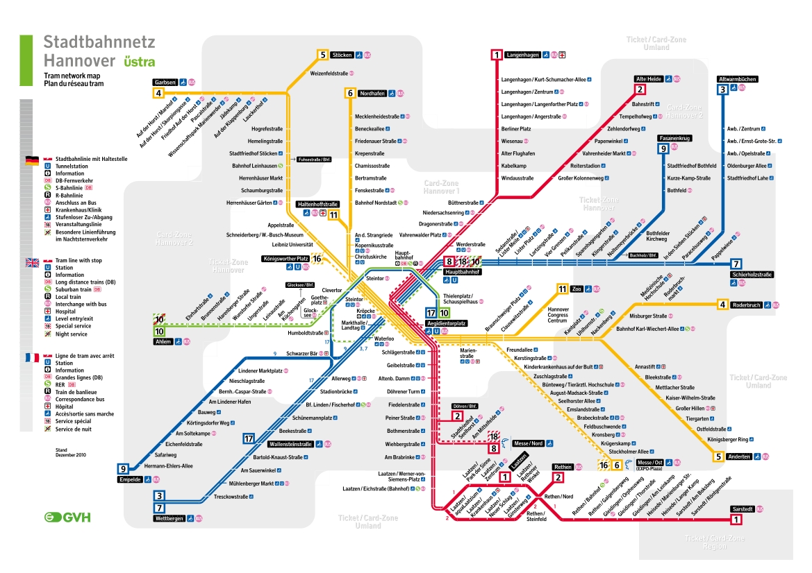 Stadtbahn Hannover UBahnKarte , Deutschland