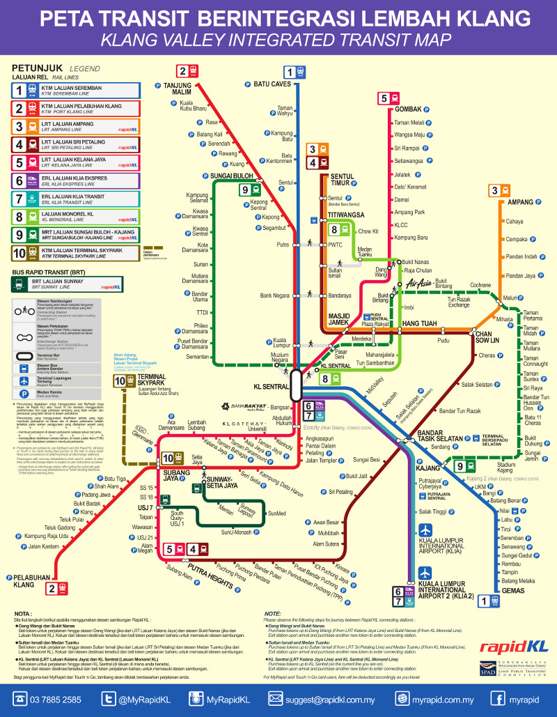 Mapa do metro de Kuala Lumpur Alta resolução