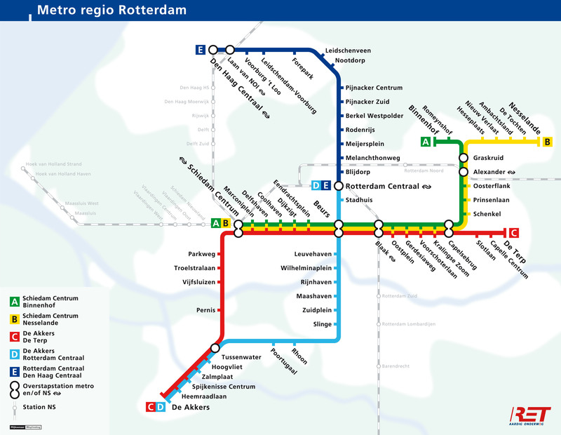 Mappa della metropolitana di L'Aia Alta risoluzione