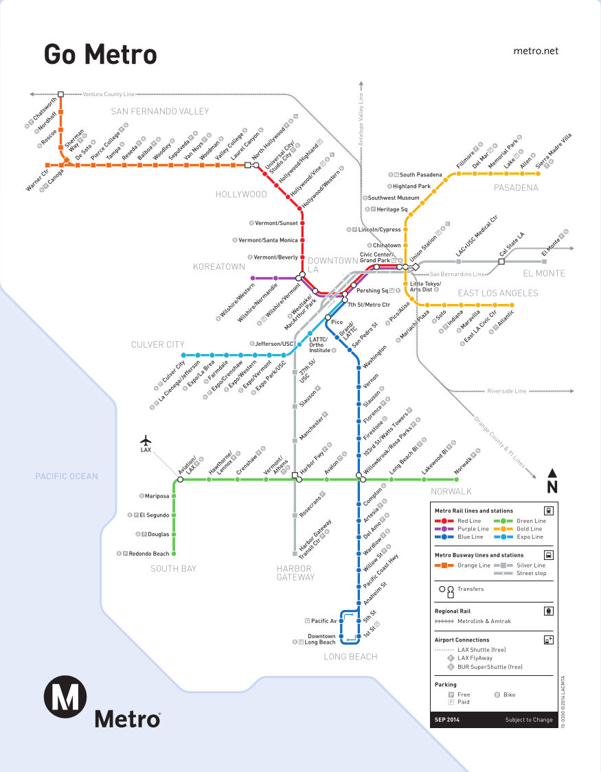 U-Bahn karte Los Angeles voller Auflösung