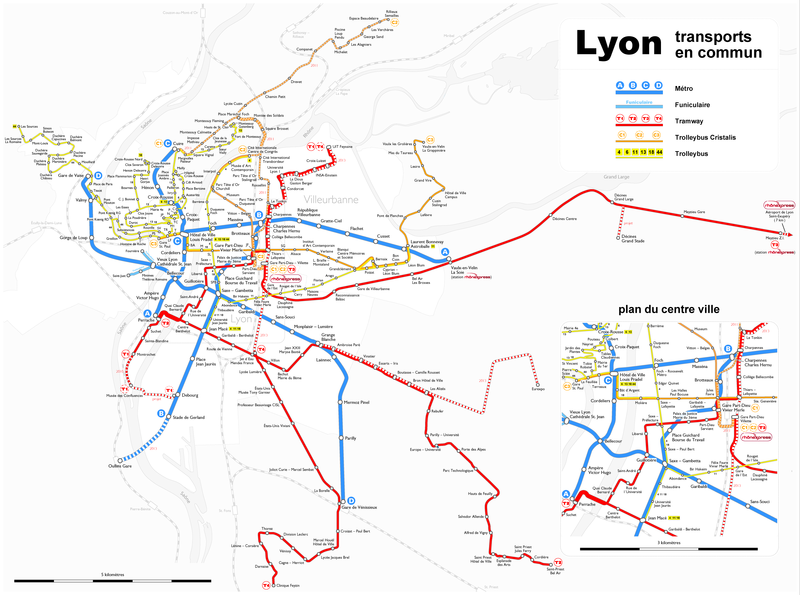Mappa della metropolitana di Lione Alta risoluzione