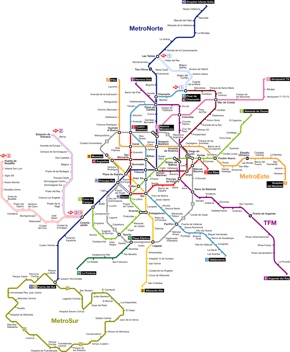 Madrid U-Bahn-Karte, Spanien