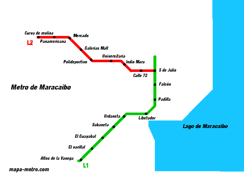 Mappa della metropolitana di Maracaibo Alta risoluzione