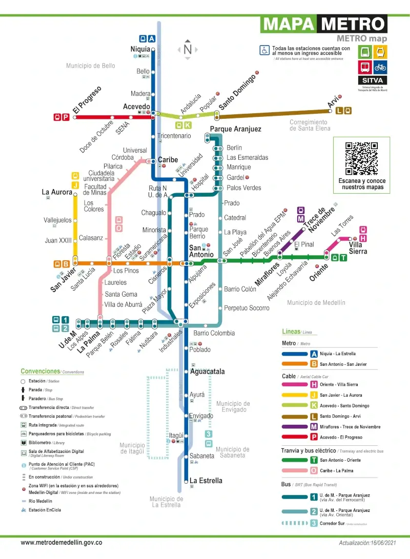 U-Bahn karte Medellin voller Auflösung