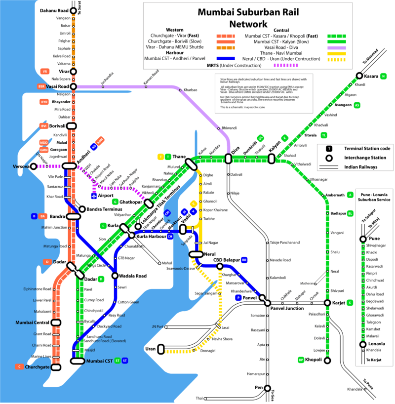 Mappa della metropolitana di Mumbai Alta risoluzione