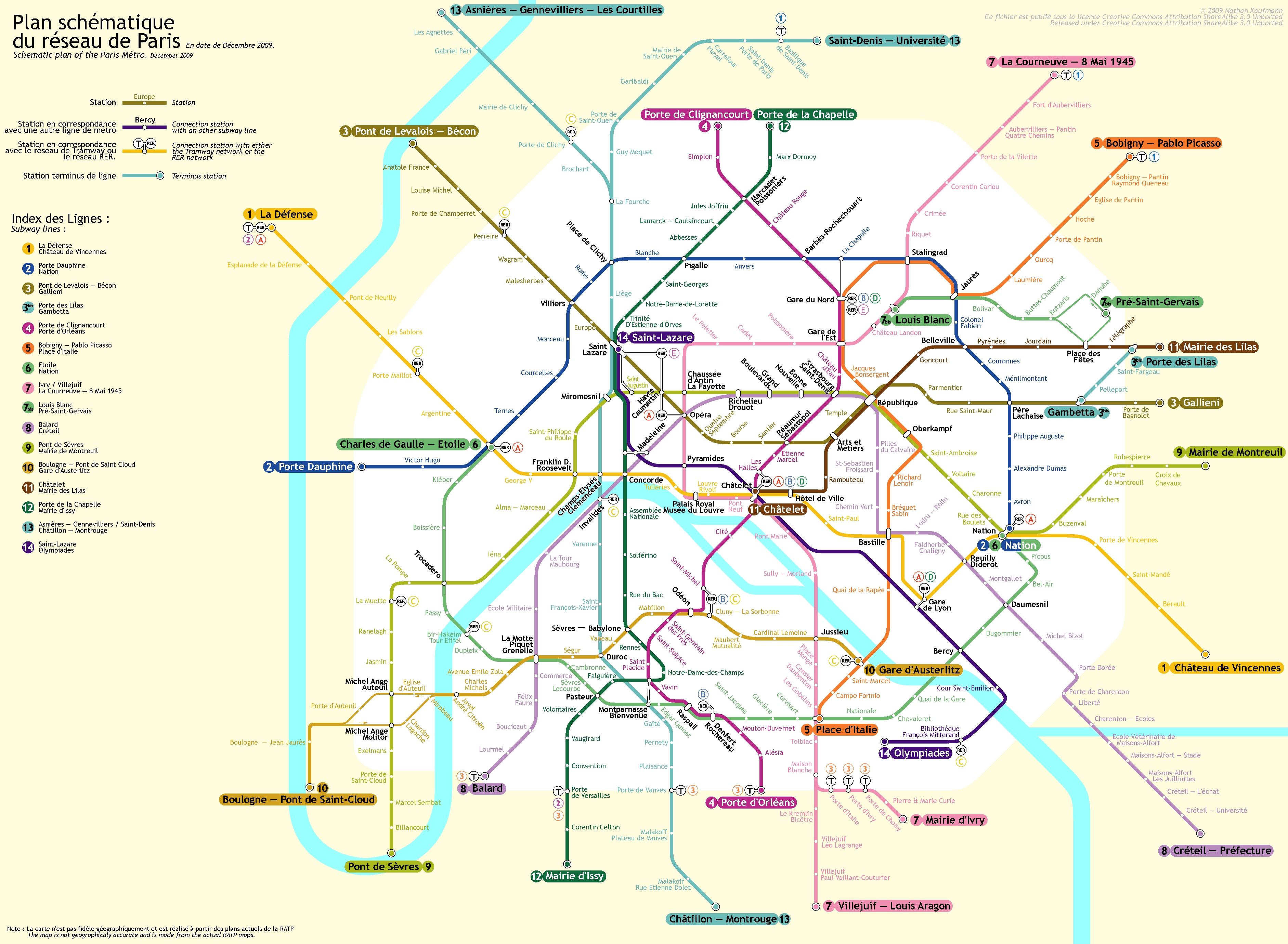 Mapa do metrô de Paris, França