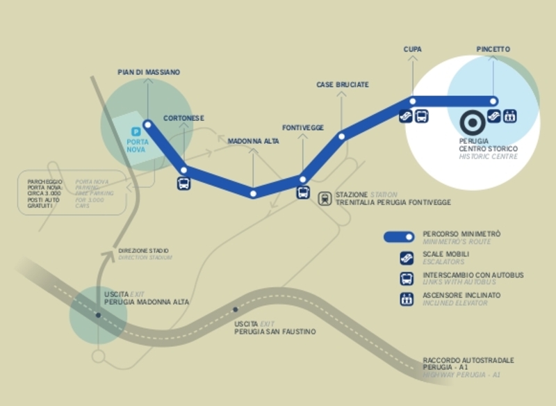 Mapa do metro de Perugia Alta resolução