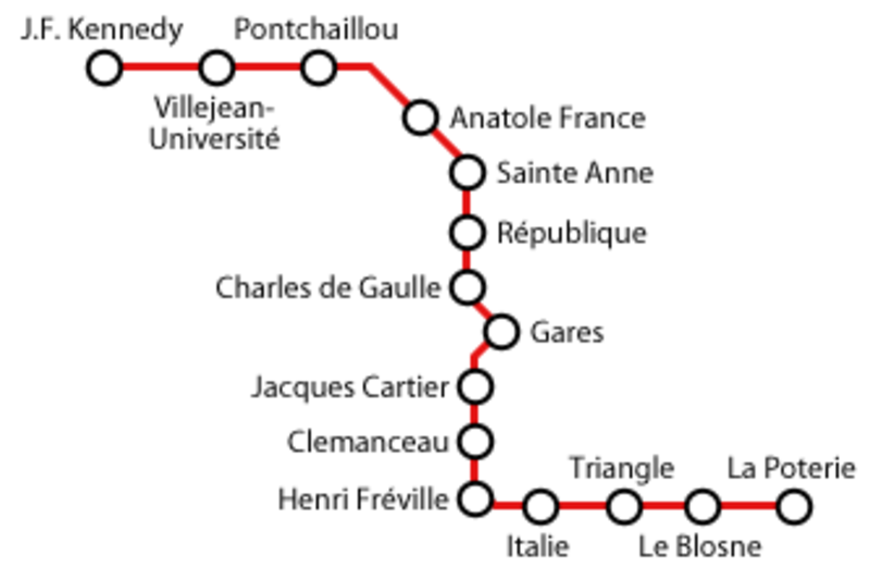 Mapa do metro de Rennes Alta resolução