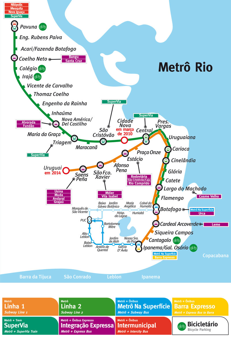 Mappa della metropolitana di Rio de Janeiro Alta risoluzione