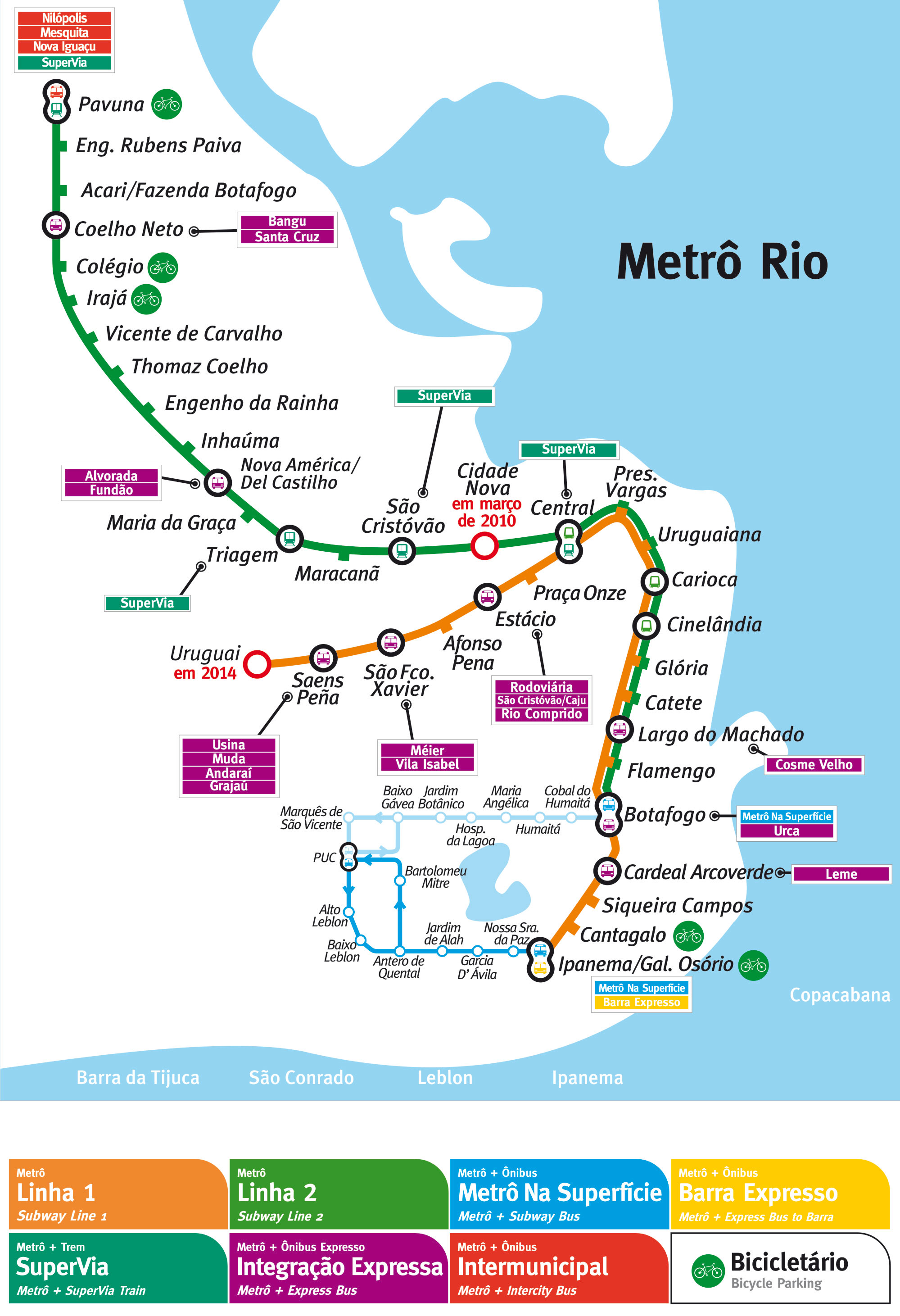 Mapa del Metro de Río de Janeiro