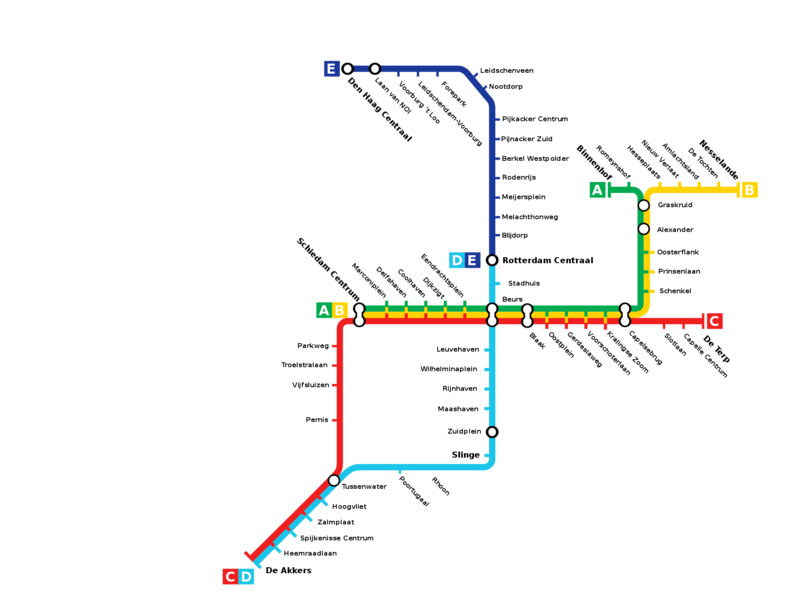 Mapa do metro de Roterdão Alta resolução