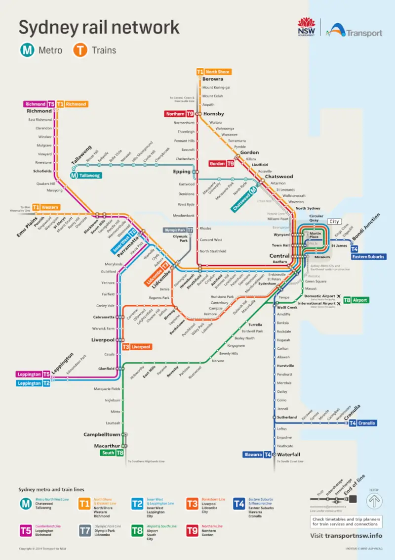 U-Bahn karte Sydney voller Auflösung