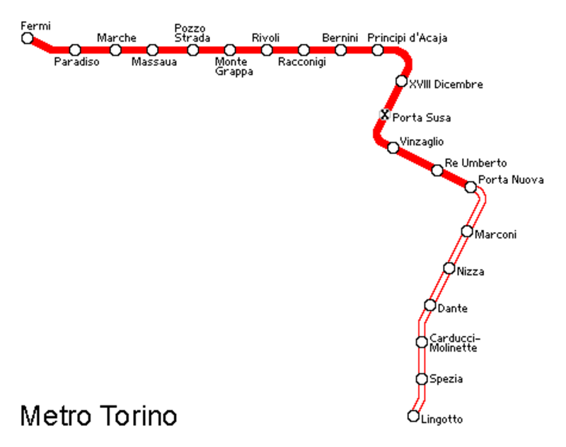Mappa della metropolitana di Torino Alta risoluzione