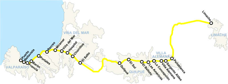 Mappa della metropolitana di Valparaiso Alta risoluzione