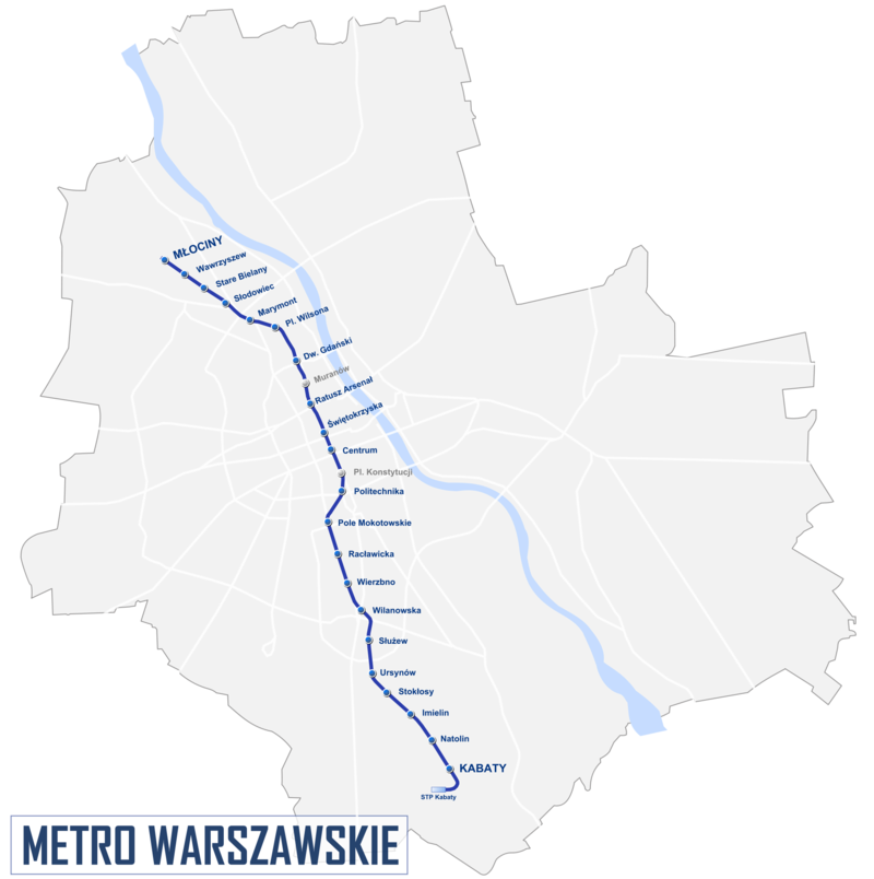 Mappa della metropolitana di Varsavia Alta risoluzione