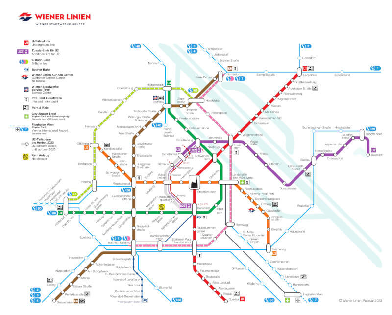 Mapa del metro de Viena Gran resolucion