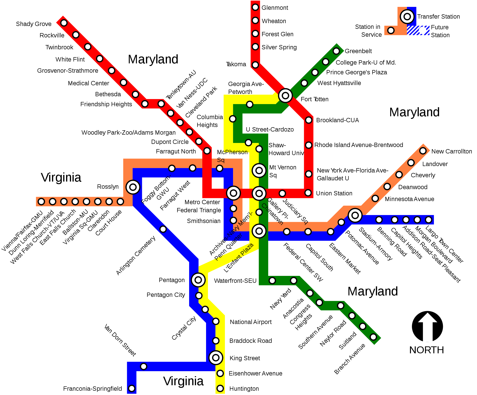 Metrorail Washington metro map, United States