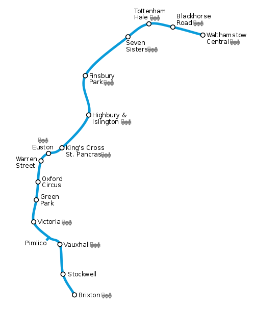 Mapa de Victoria Line, metro de Londres
