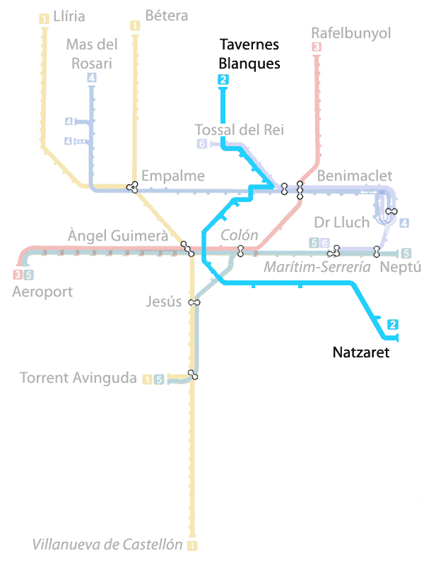 MetroValencia Línea 2 mapa