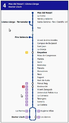 Metro Valencia Linie 4 karte