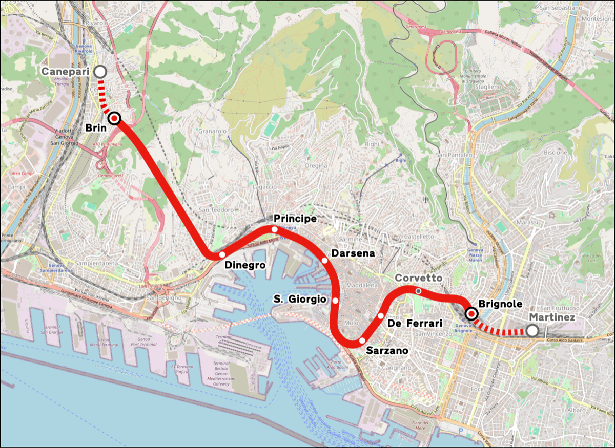 Genova mappa metropolitana
