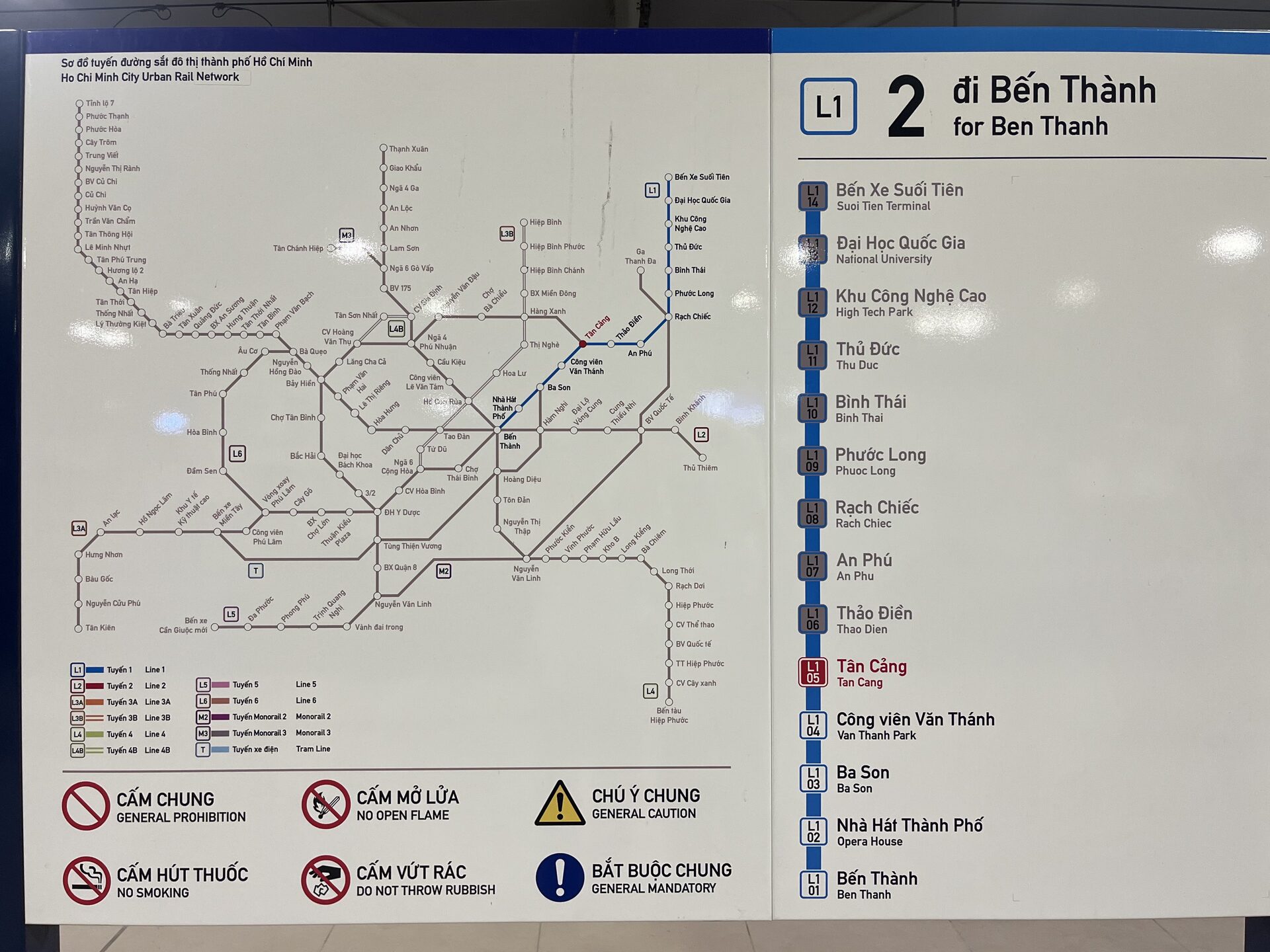 Schema di rete e collegamenti sul pannello della stazione Tân Cảng