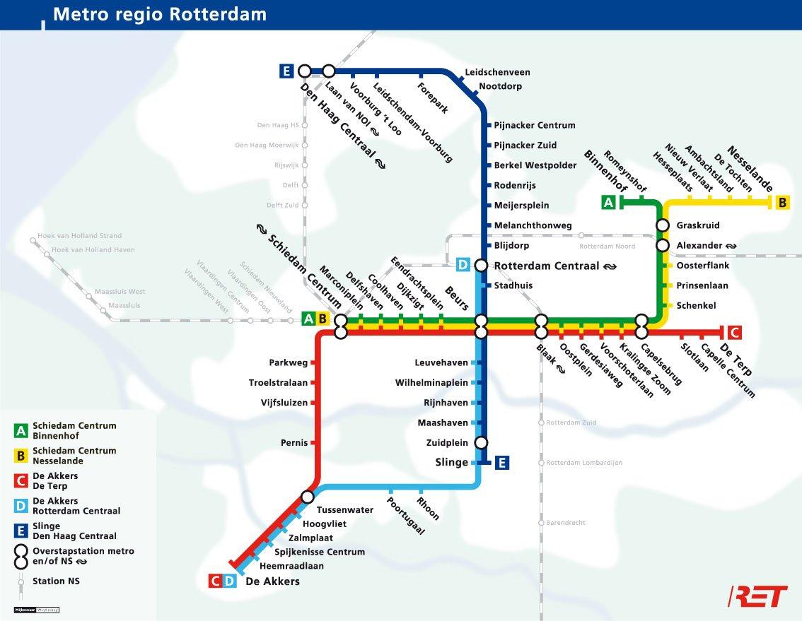 U-Bahn Lijnenkaart RET