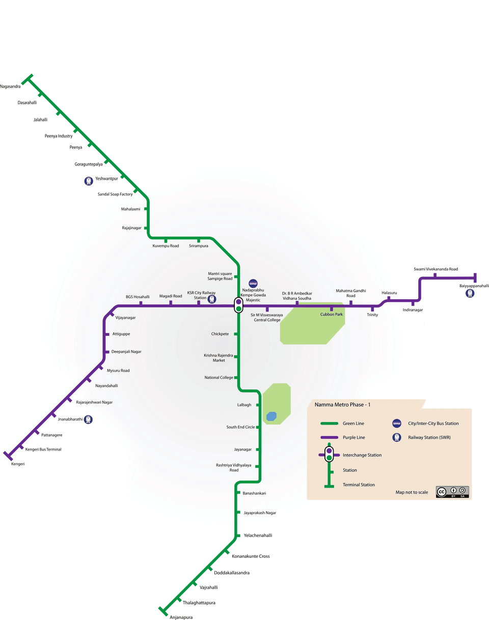 Namma Metro Phase 1 line map