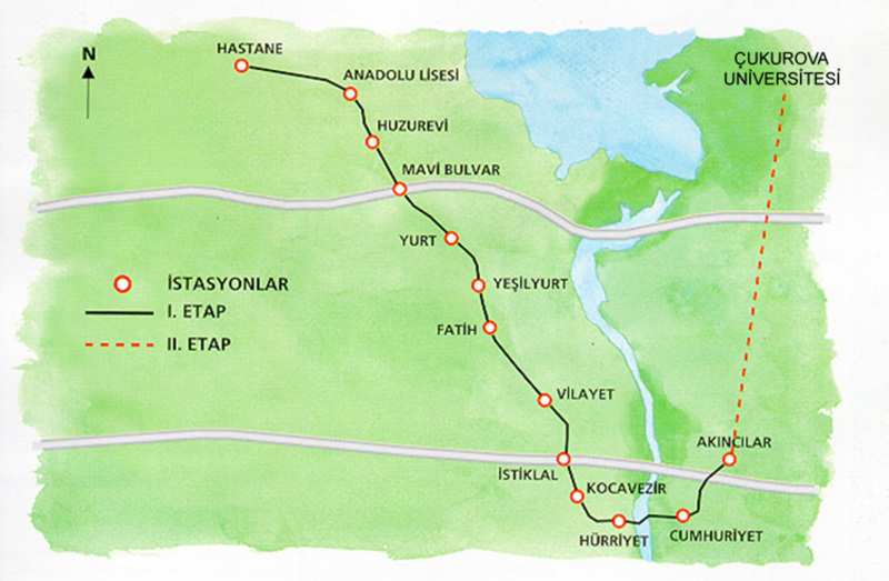 Mappa della metropolitana di Adana Alta risoluzione