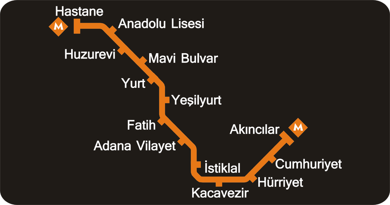 Adana Metrô Map