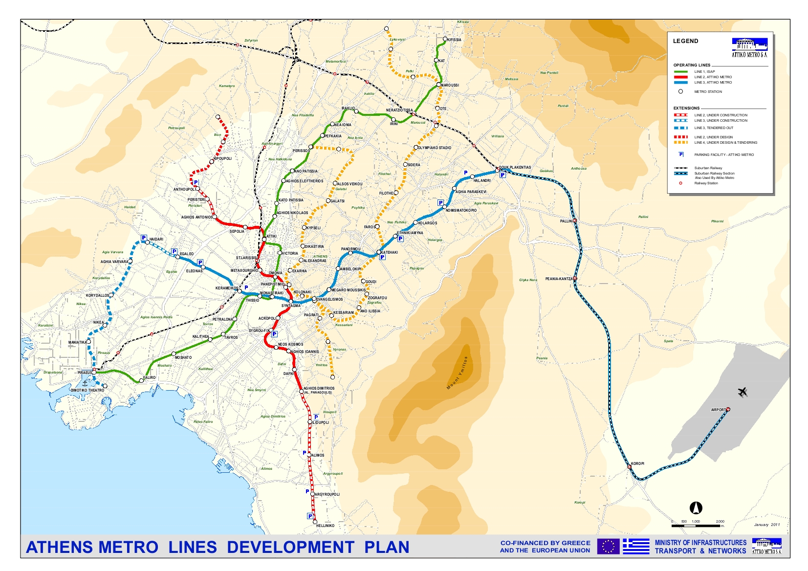 Atikko Metro Athen UBahnKarte , Griechenland