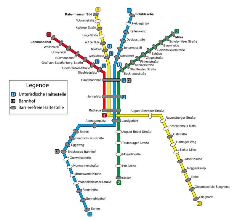 Plan du métro de Bielefeld grande résolution