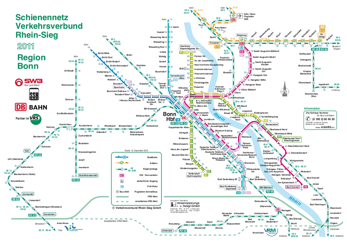 Stadtbahn plan du métro de Bonn, Allemagne