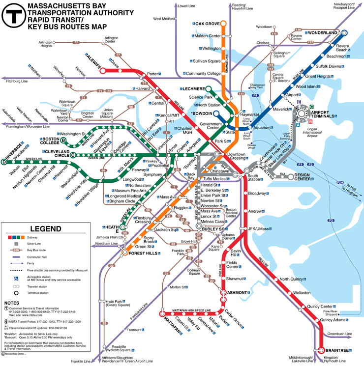 The T Boston Metro Map United States