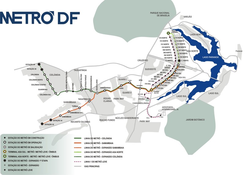 Plan du métro de Brasilia grande résolution