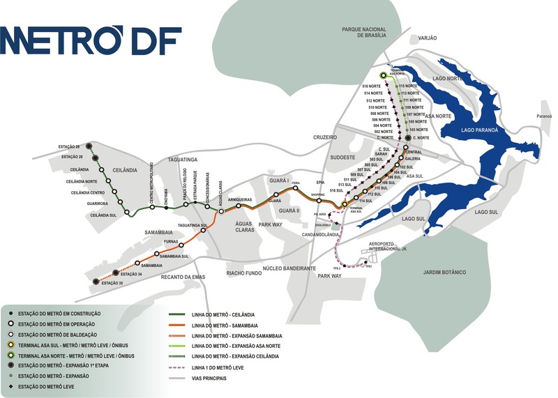 Mappa della metropolitana di Brasilia Alta risoluzione