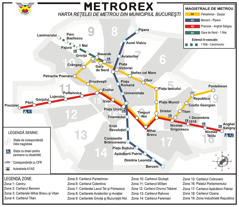 Mapa del metro de Bucarest Gran resolucion