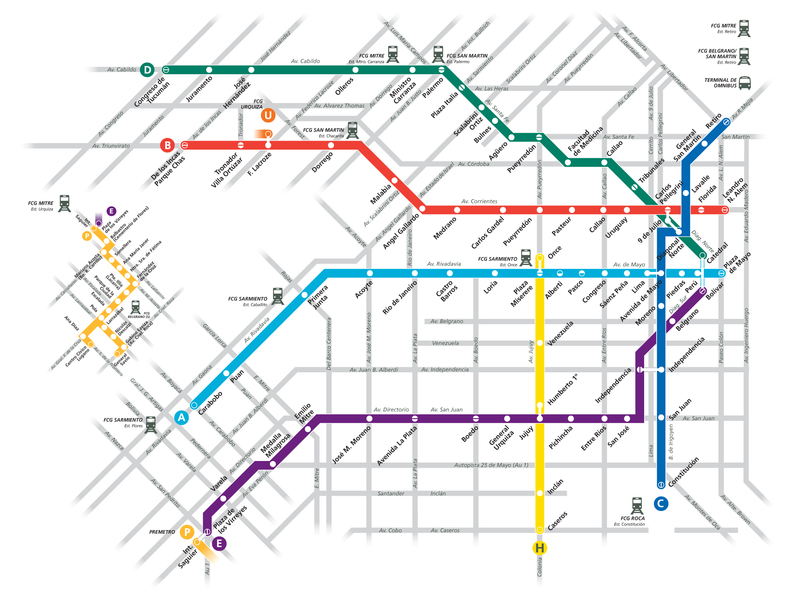 Mappa della metropolitana di Buenos Aires Alta risoluzione