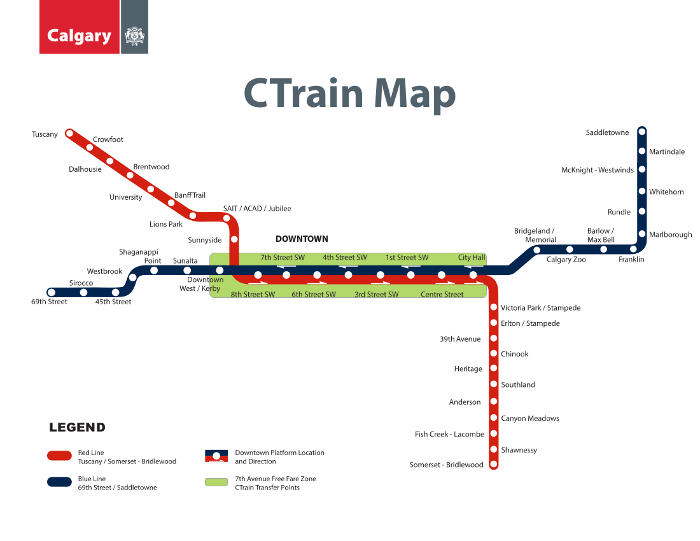Plan du métro de Calgary grande résolution